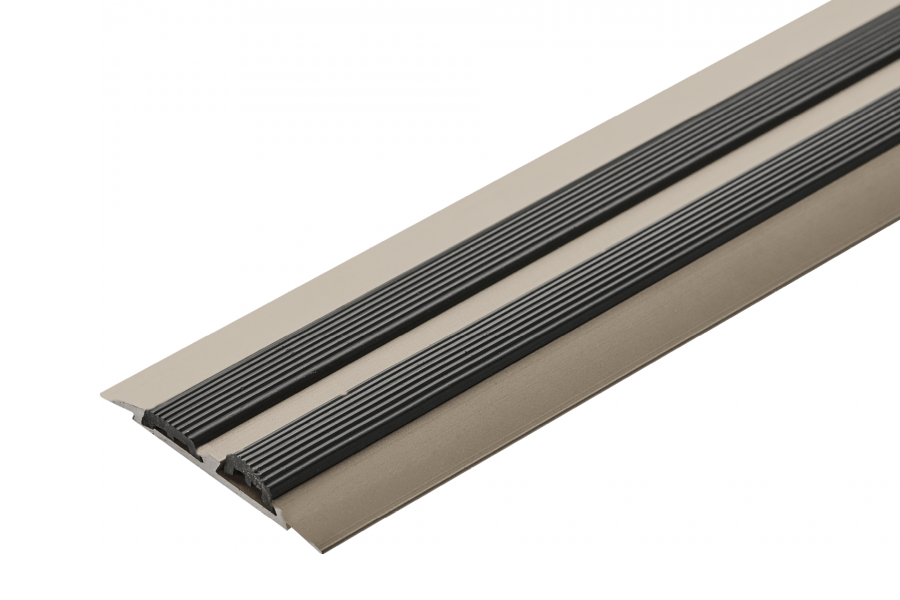 Flat threshold profile with black rubber, aluminum, anode, 2m, Champagne