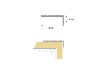 Profil schodowy narożny klejony aluminium laminat 25x10mm 2,7m Dąb Naturalny