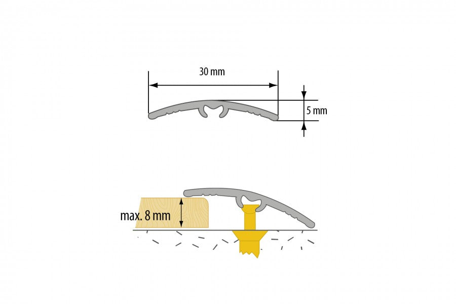 Pressed PVC threshold profile laminate 30mm 2.7m Venge Dark