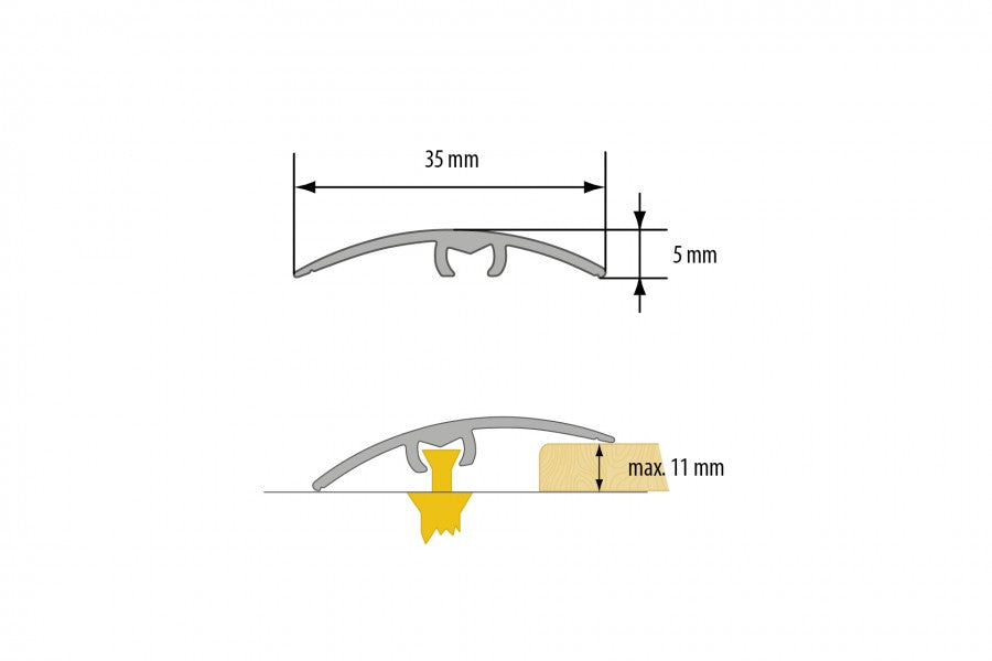 Listwa ochronna AL wcisk wąski 35mm L= 1,80m Dąb Palony