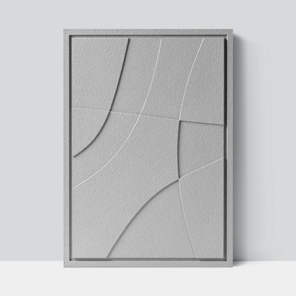 Wall Decor 500x700x18mm ABSTRACT 2 with Milky Grey mount, colored clay