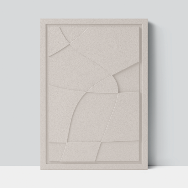 Wall Decor 350x500x18mm ABSTRACT 5 z mocowaniem Natural Cream glinka barwiona