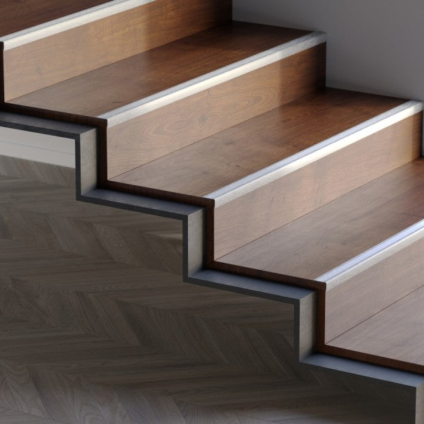 AL grooved stair profile 24x18mm L= 1.10m Silver El-Poler Brushed