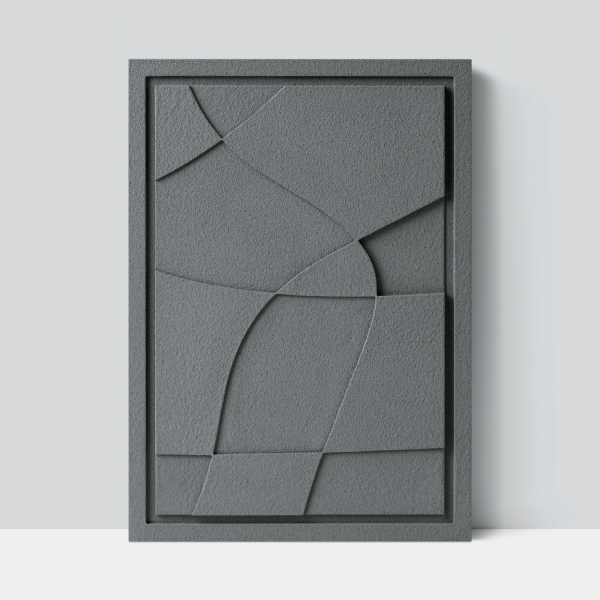 Wall Decor 350x500x18mm ABSTRACT 5 with Smokey Grey mount, colored clay