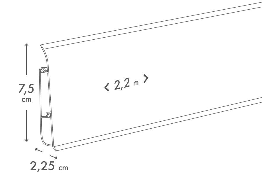 Internal corner for SOFTline skirting board 22.5x75mm 1 pack = 10 pcs Goth Clear matt