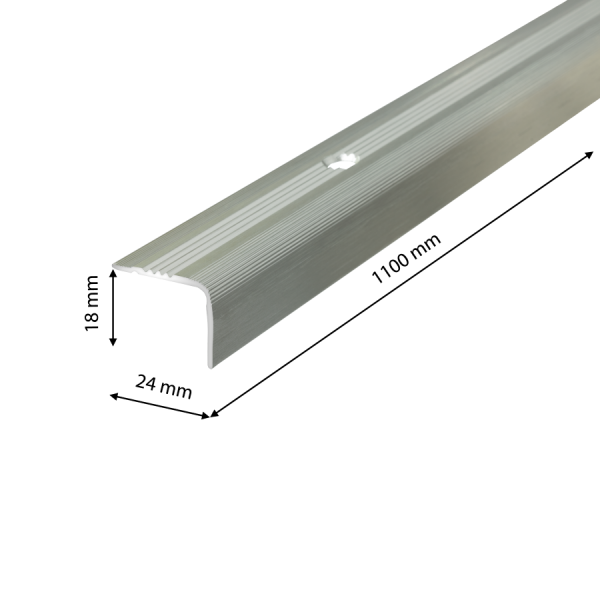AL grooved stair profile 24x18mm L= 1.10m Silver El-Poler Brushed