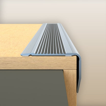 AL grooved stair profile 36x24mm L=2.30m Silver