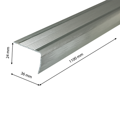 AL grooved stair profile 36x24mm L= 1.10m Silver El-Poler Brushed