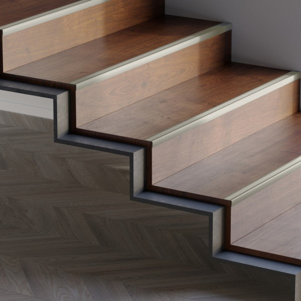 AL grooved stair profile 36x24mm L= 1.10m Metal Bronze