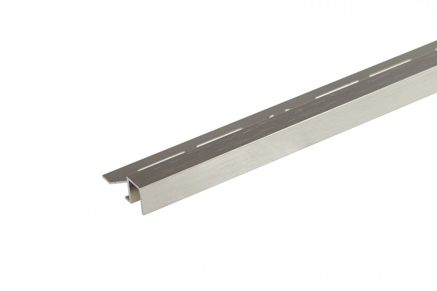 Square edge profile for tiles, aluminum, brushed anode, polished, 11x8mm, 2.5m, Platinum
