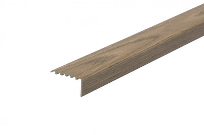 Профиль для лестничного проема, угловой ПВХ-ламинат 45x22 мм, 1,8 м, дуб.