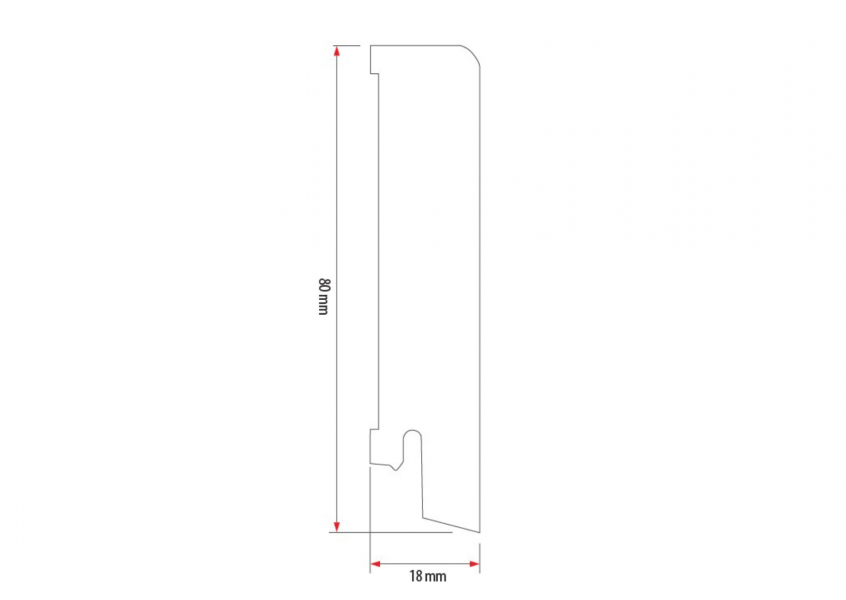 Wooden skirting board 80mm L= 2.50m Read Oak