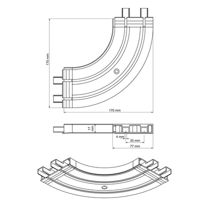 PVC internal arc for PROLINE2 Cezar rail, Black, RAL9005