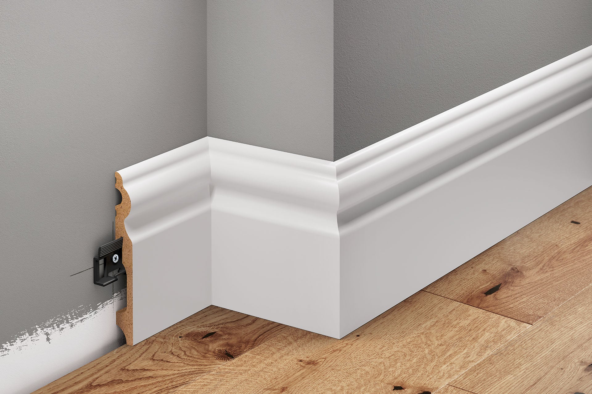 Listwa przypodłogowa MDF dekoracyjna 115x14,5mm Cezar Biały RAL9003 lakier półmat 2,20m