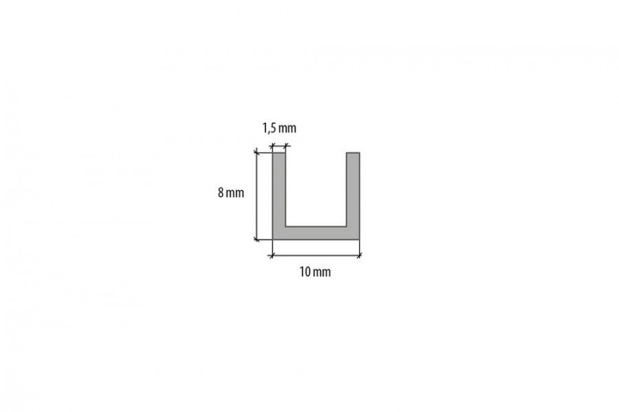 Forma U aluminiowa 10x8x1,5mm Cezar Naturalny surowy 2m