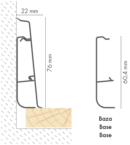Плинтус из ПВХ Hi Line Prestige 22x75 мм, цвет Cezar Celtic Oak 2594, матовый, 2,50 м