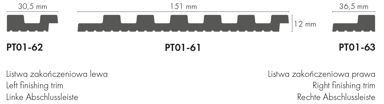 Listwa zakończeniowa do panelu ściennego THALIA01 36,5x12mm Cezar Biały mat 2,80m