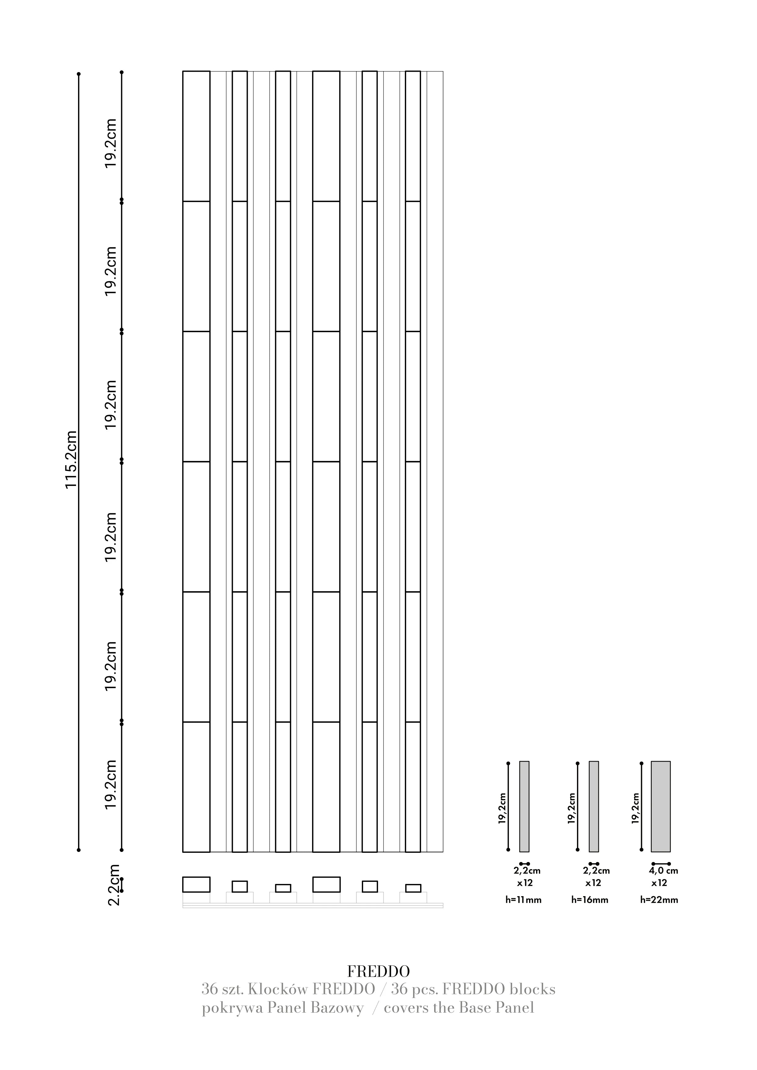 CLICKform zestaw klocków FREDO 36 elementów MURSO Biały RAL9003 Mat 0,19m