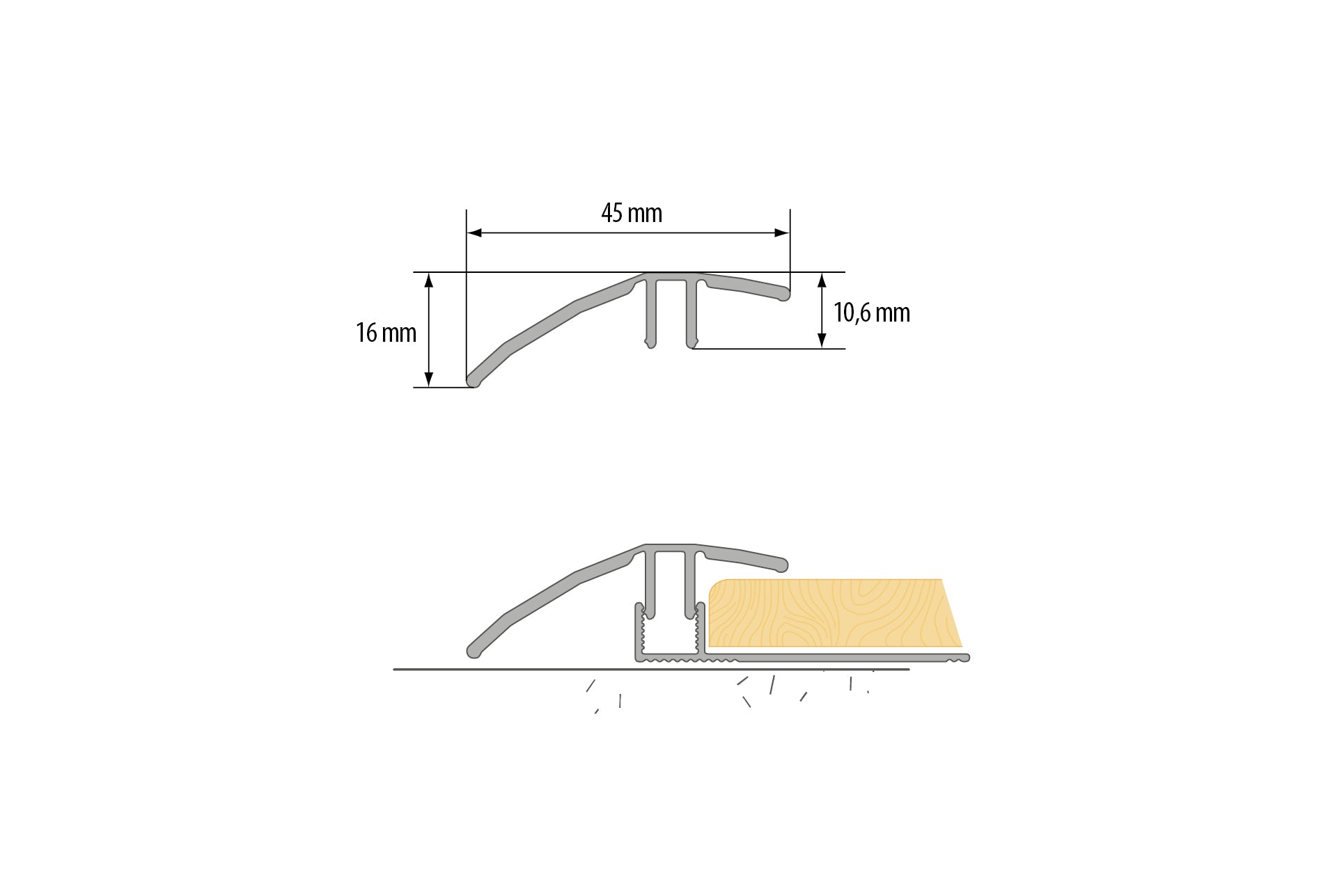Profile for aluminum panels fix 50mm Cezar Golden Matt 0.90m 