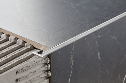 Stainless steel corner tile profile 10mmx24mm Cezar Steel Brushed 2B grind 240 2.50m