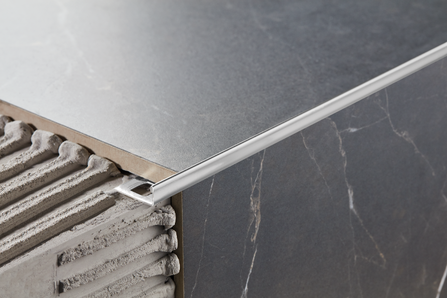 Stainless steel corner tile profile 10mmx24mm Cezar Steel Brushed 2B grind 240 2.50m