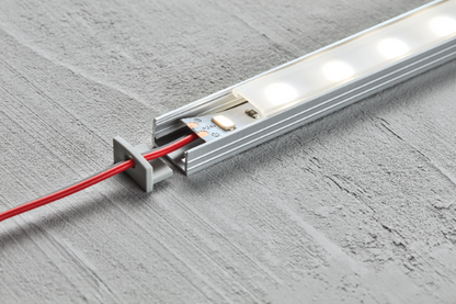 Zakończenia do listwy aluminiowej z kołnierzem do taśmy LED 14x7mm Cezar Szary Jasny Mat