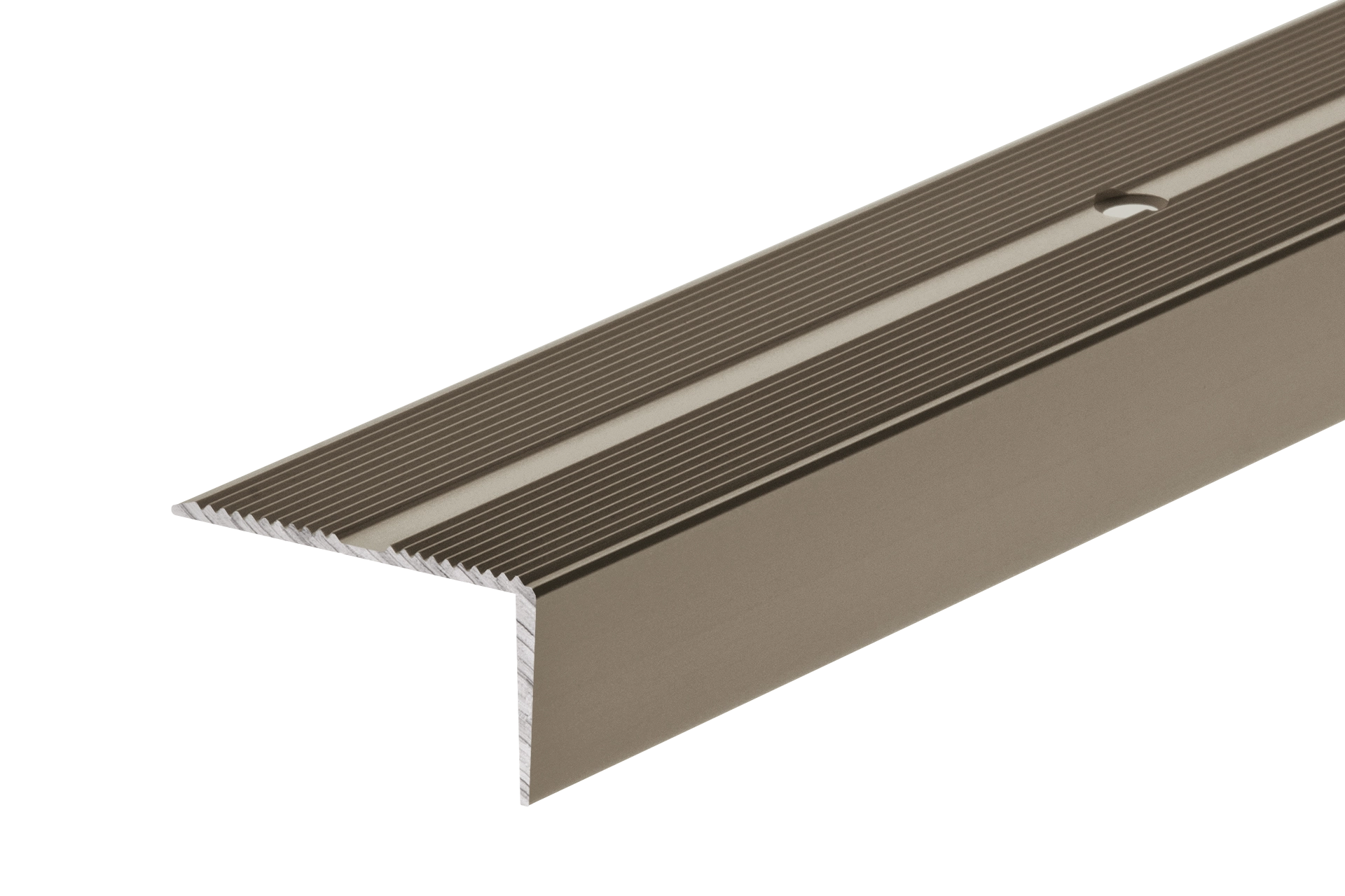 Profil schodowy aluminiowy szeroki z ryflem 42x22mm Cezar Szampan Mat 1m