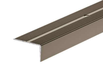 Wide aluminum stair profile with groove 42x22mm Cezar Champagne Matt 1m