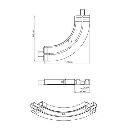 Łuk wewnętrzny PVC do szyny PROLINE1 Cezar Biały