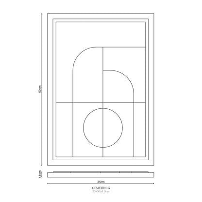 Wall Decor 350x500x18mm GEOMETRIC 5 with mounting [MMx4] MURSO Smokey Grey (SG) [G] colored clay