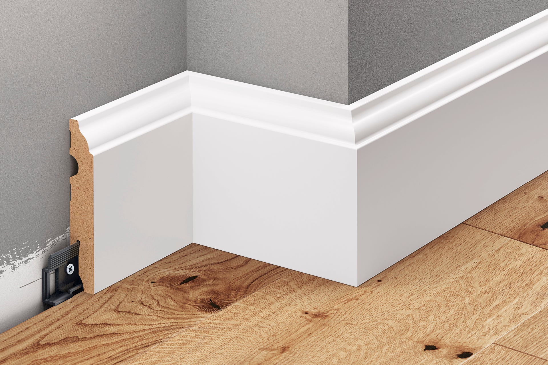 Listwa przypodłogowa dekoracyjna MDF 90x16mm Cezar Biały RAL9003 okleina pólmat 2,20m