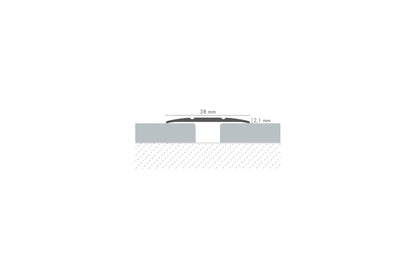 Flat aluminum threshold profile 38mm glued Cezar Silver Matte 0.90m