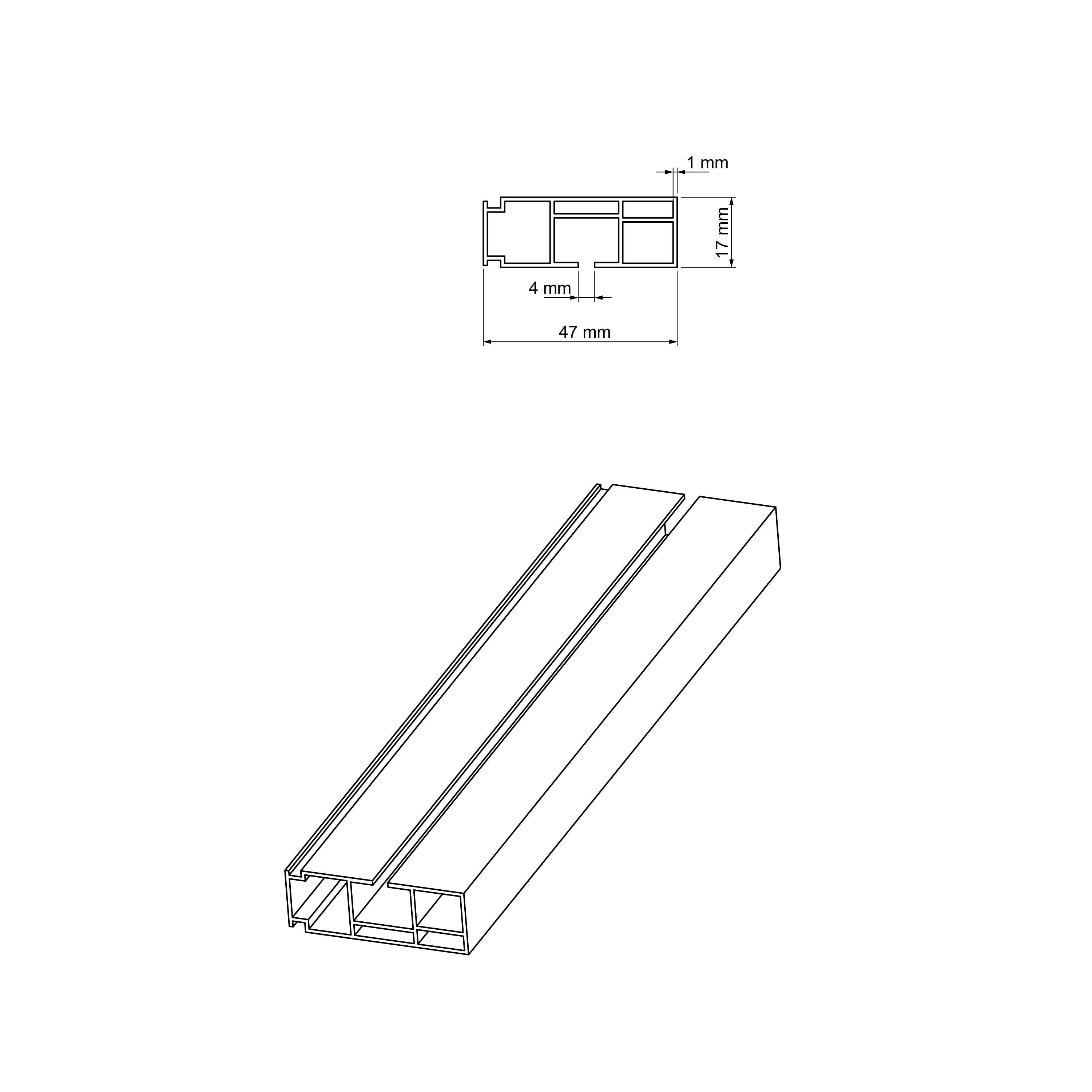 Szyna sufitowa PVC pojedyncza + akcesoria PVC PROLINE1 Cezar Biała 3m