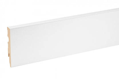 Square MDF skirting board 80x14.5mm Cezar White RAL9003 semi-matt veneer 2.20m