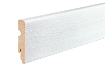 MDF skirting board 80x13mm Cezar Powder Snow semi-matt 2.20m