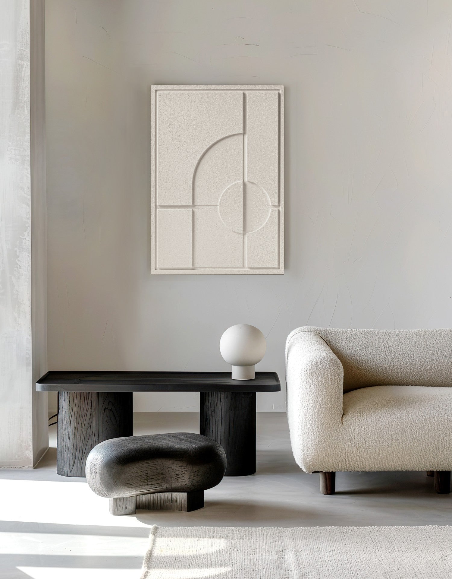 Wall Decor 500x700x18mm GEOMETRIC 1 with mounting [MMx4] MURSO Natural Cream (NC) [G] colored clay