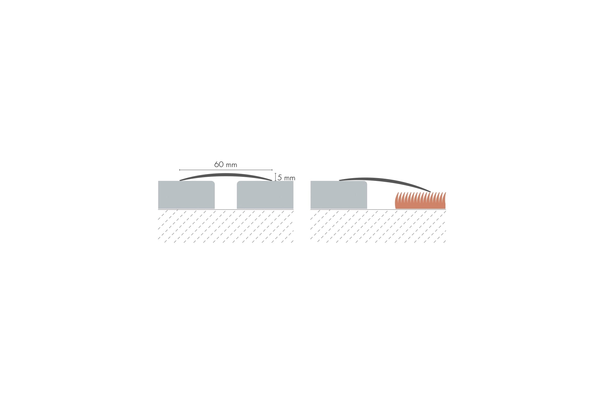 Profil progowy aluminiowy owalny 60x5,1mm klejony Cezar Dąb Jasny Mat 1m