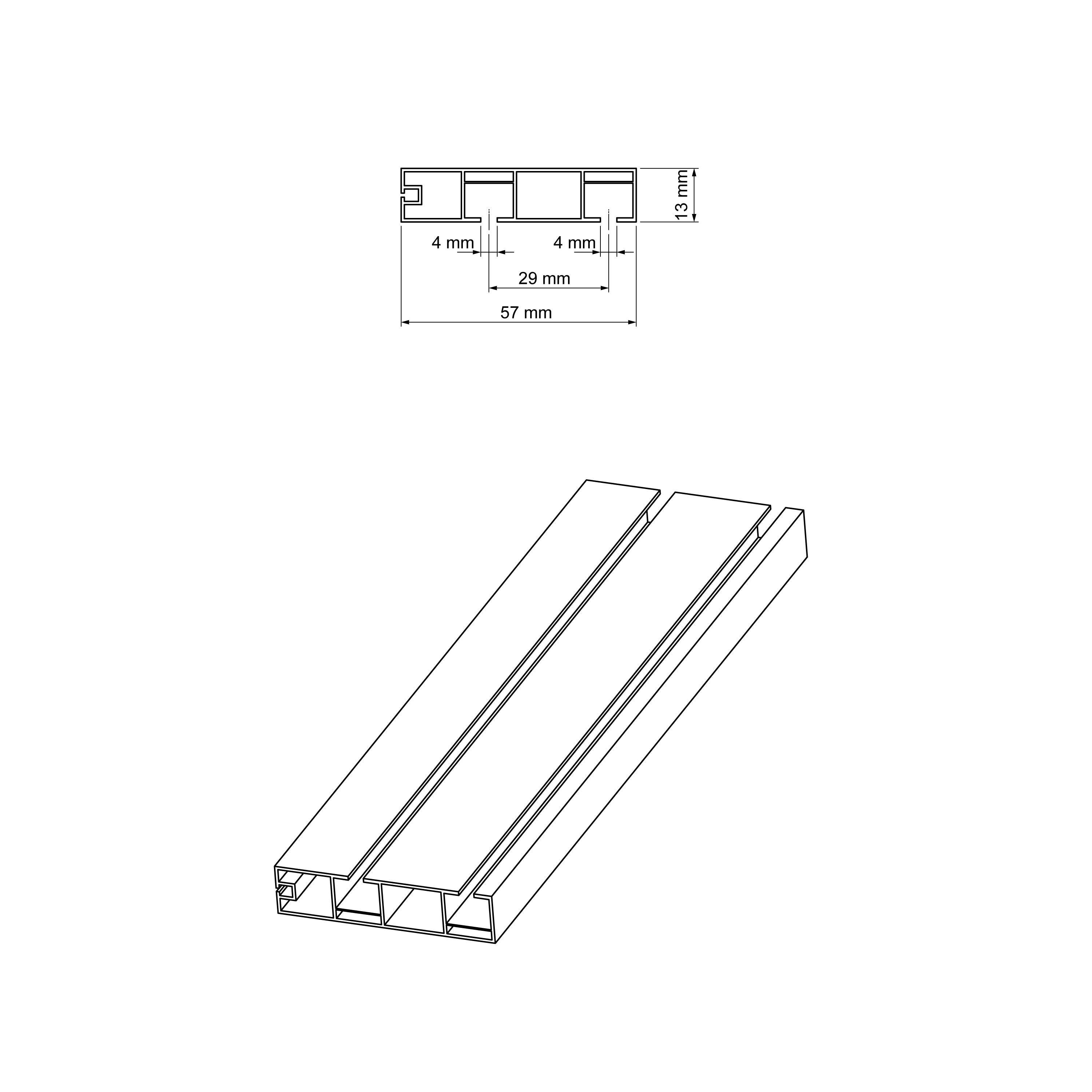 Szyna sufitowa PVC podwójna SMART2 55mm Cezar Biała 1,50m