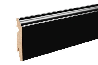 Decorative MDF skirting board 90x16mm Cezar Black RAL9005 semi-matt varnish 2.20m