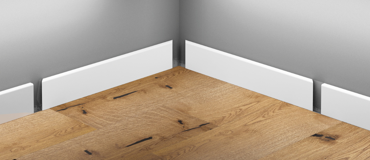 MDF skirting board 60x11mm 1 set = 2 pcs (cut 45 stx2) Cezar White RAL9003 semi-matt 2.20m