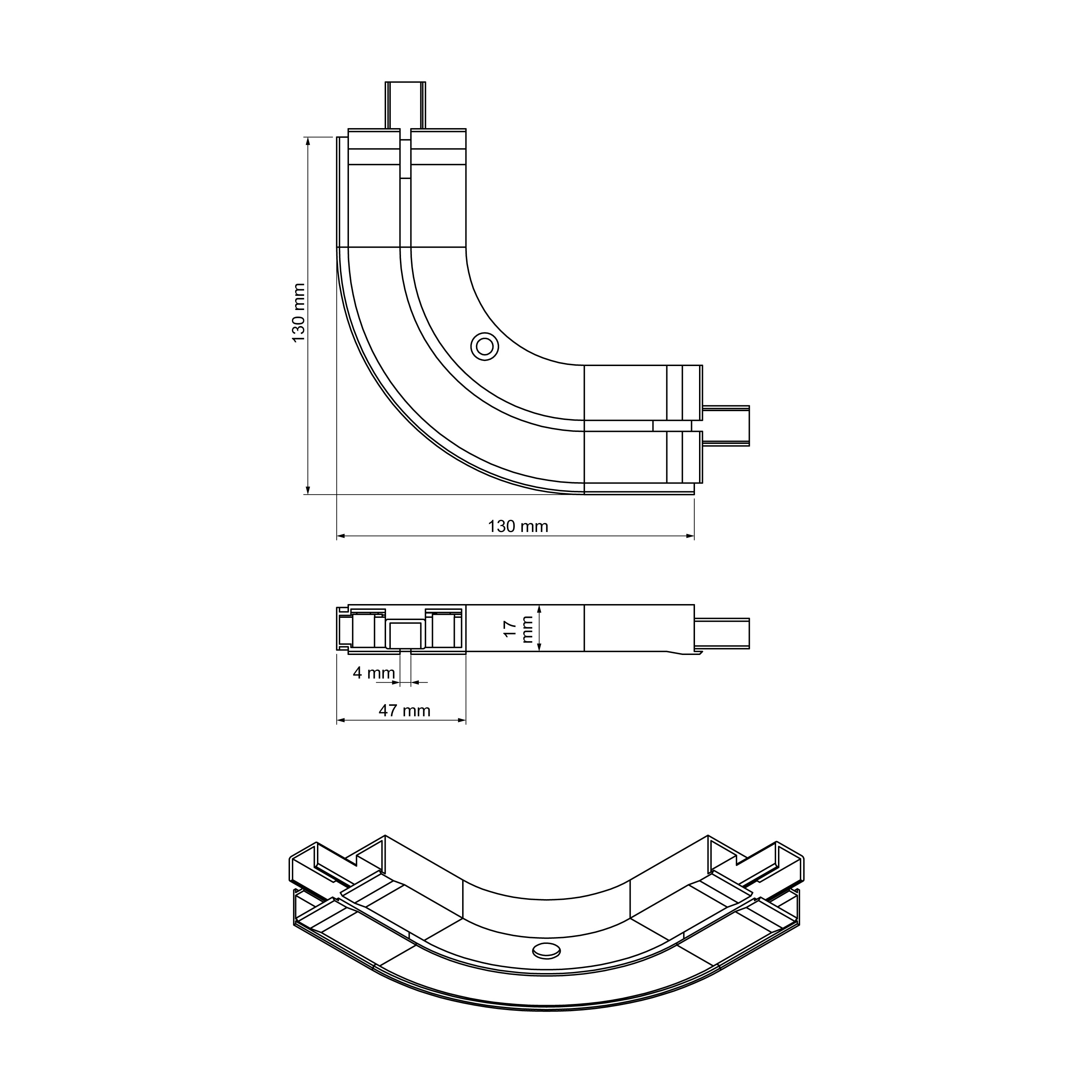 Łuk zakończeniowy PVC do szyny PROLINE1 Cezar Biały
