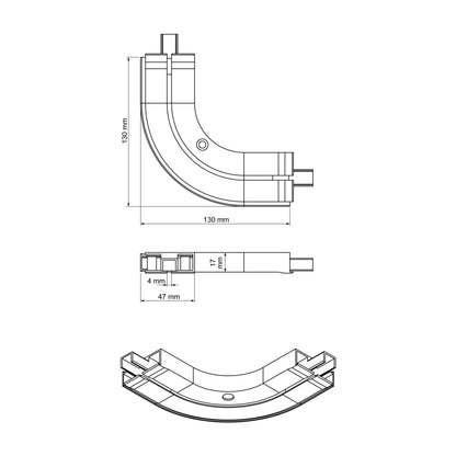 PVC end bend for PROLINE1 Cezar White rail