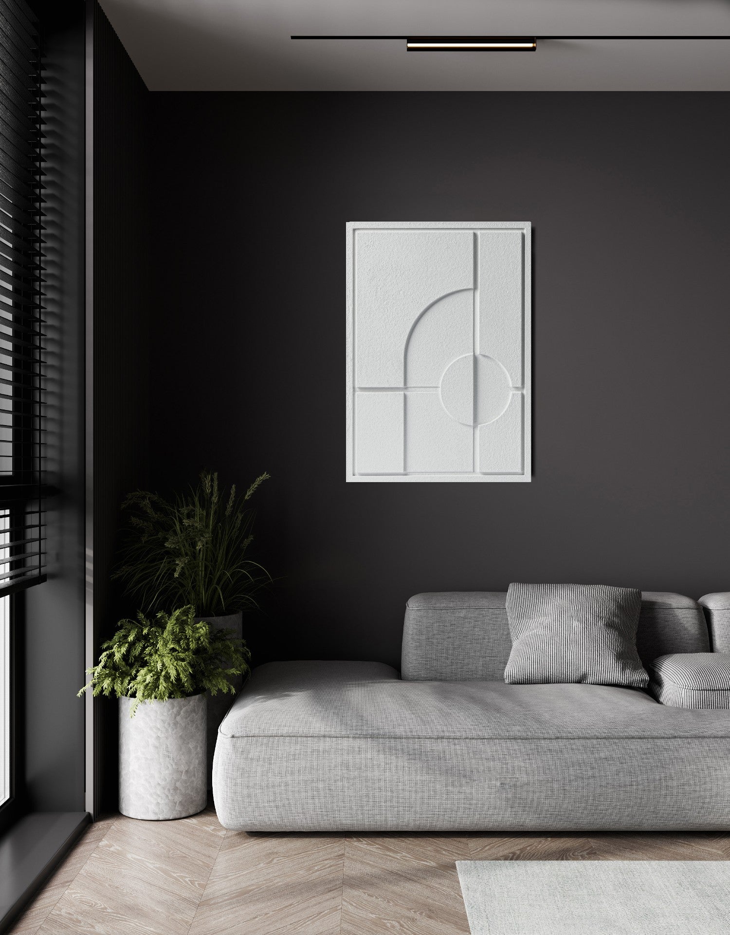 Wall Decor 500x700x18mm GEOMETRIC 1 with mounting [MMx4] MURSO Bianco (BO) [G] colored clay