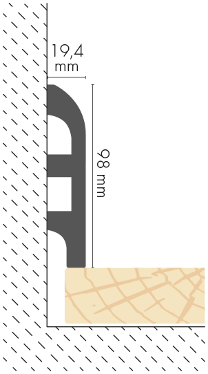 LPC-19 skirting board 98x19.4mm LED Cezar Matte White 2.44m