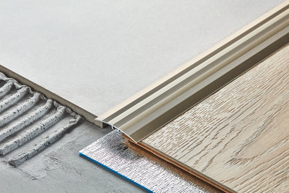 Aluminum threshold profile with groove 47mm 5in1 Cezar Gold Matt 0.93m