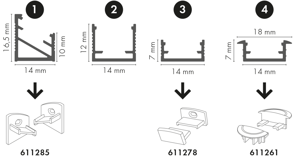 Transparentna osłonka płaska do taśmy LED 12,3x3,5mm 2m