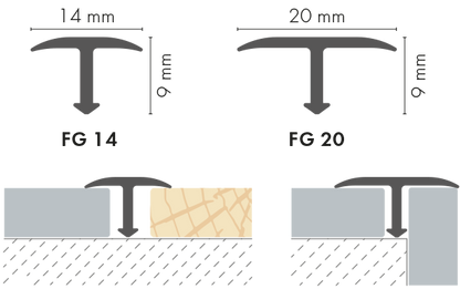Profil fugowy gładki aluminiowy 20mm Cezar Dąb Palony Mat 2,50m