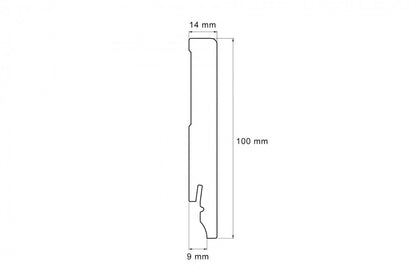 Плинтус LPC-52 100x14 мм, матовый белый, цвет Cezar, длина 2,44 м.
