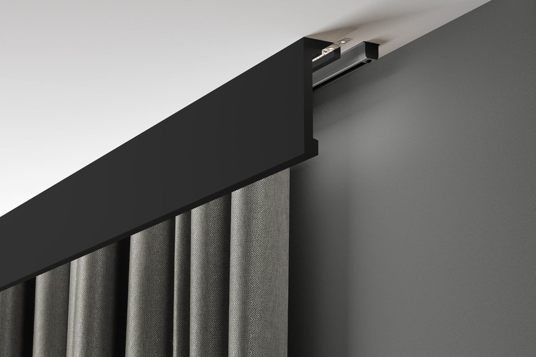 Listwa karniszowa 120x43,5mm [Light Blocker] Creativa by Cezar Czarny RAL9005 mat 2,44m
