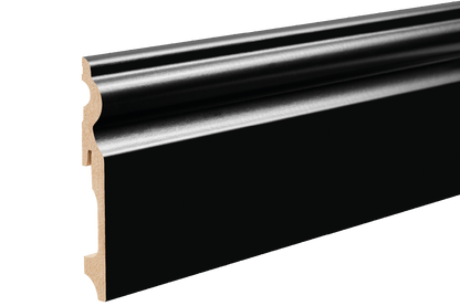 Decorative MDF skirting board 115x14.5mm Cezar Black RAL9005 semi-matt varnish 2.20m